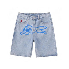 goods in stock!! 2025 Summer New American High Street Hip Hop Flying Dog Printed Straight Loose Men's Cowboy Shorts (2)
