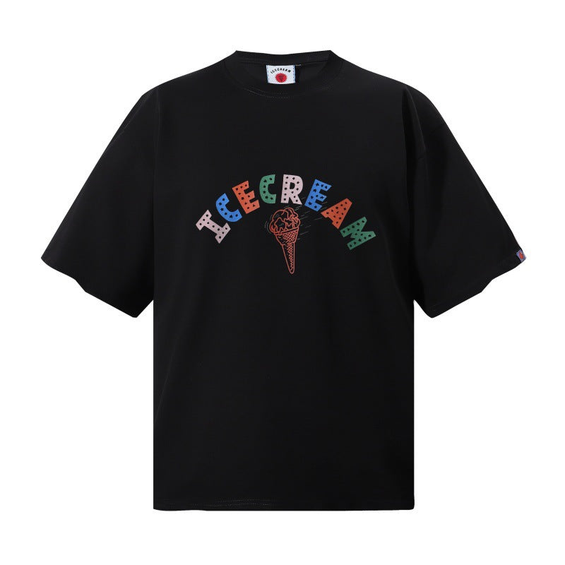 Cross border beauty trend BBCicecaream new printed casual versatile pure cotton high-quality short sleeved t-shirt (18)
