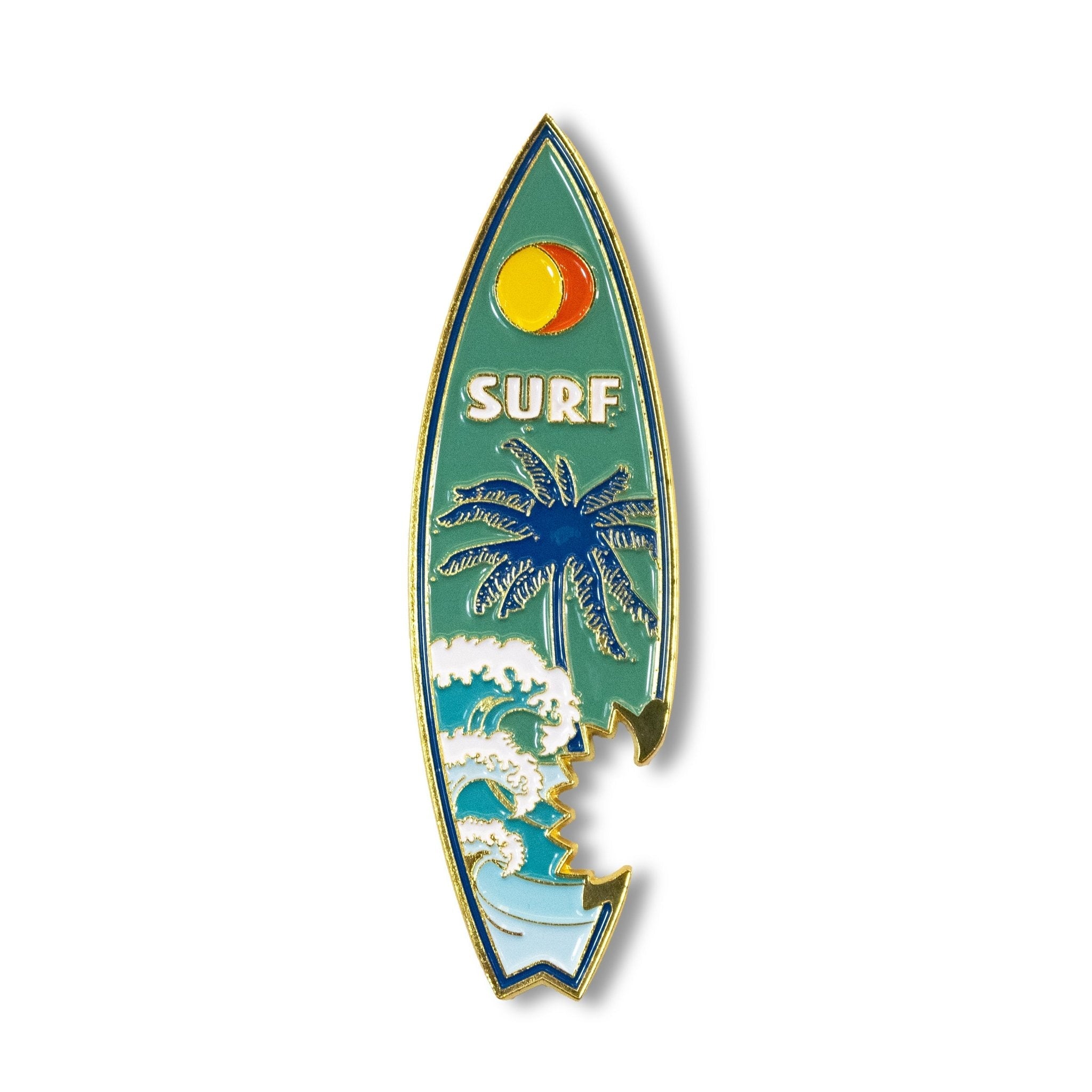 🏄 2-in-1 Metal Surfboard Magnets with Bottle Opener – Tropical Design