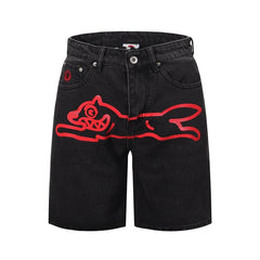 26SS Cross border American Trendy Brand Summer New ICECREAM RunningDog High Street Heavy duty Cowboy Shorts (2)