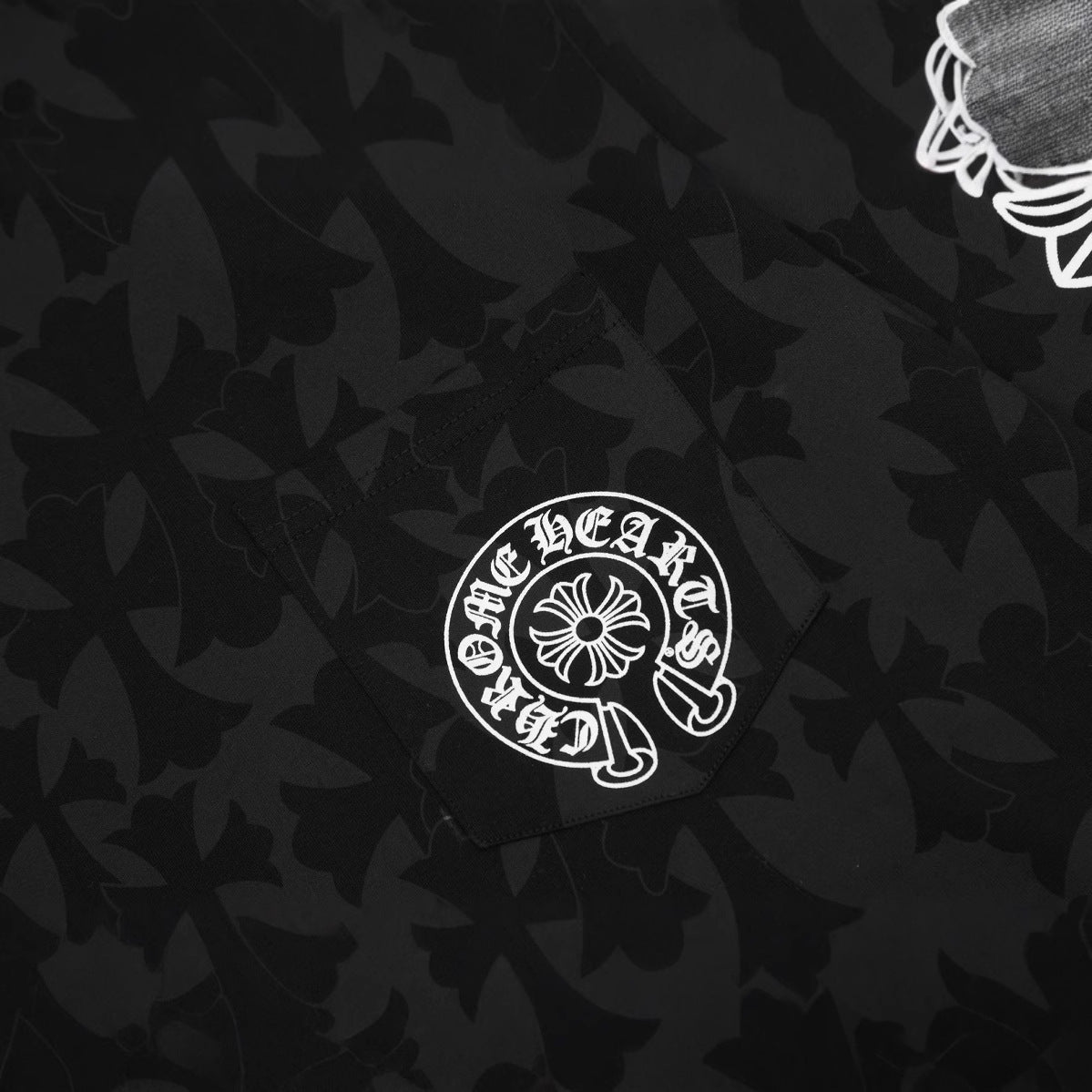 ChromeHearts Lettered Dark Patterned Cross Long-Sleeved T-Shirt