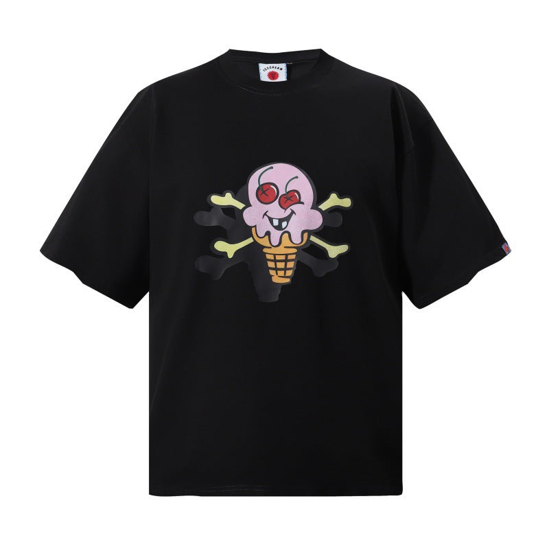 Cross border beauty trend BBCicecaream new printed casual versatile pure cotton high-quality short sleeved t-shirt (19)