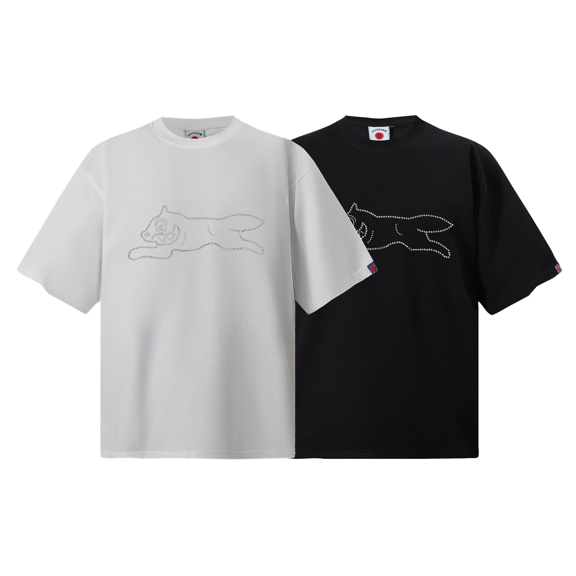 Cross border trendy brand BBCicecaream cartoon pattern casual heavyweight pure cotton round neck short sleeved loose fashion versatile