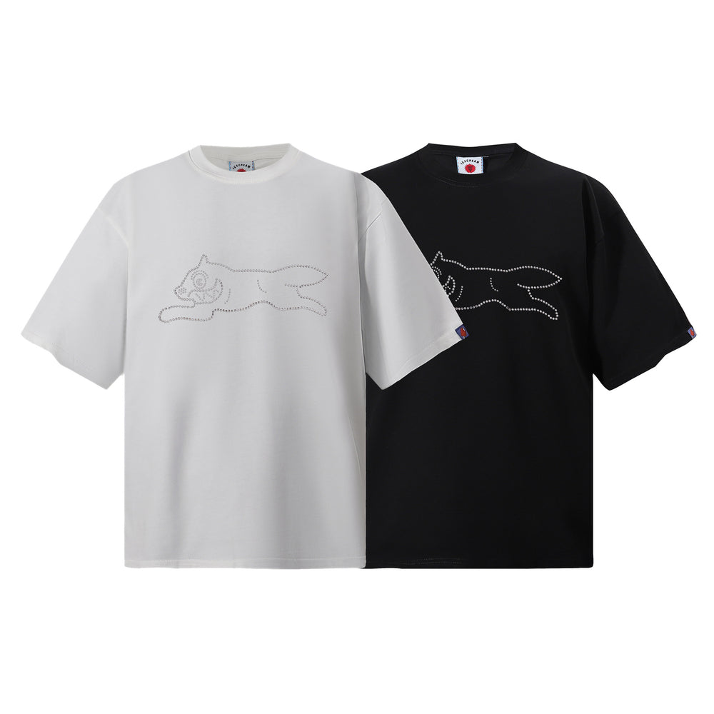 Cross border trendy brand BBCicecaream cartoon pattern casual heavyweight pure cotton round neck short sleeved loose fashion versatile