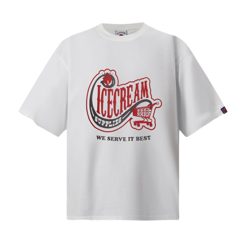 Cross border beauty trend BBCicecaream new printed casual versatile pure cotton high-quality short sleeved t-shirt (21)