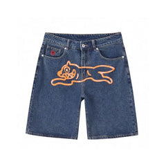 goods in stock!! 2025 Summer New American High Street Hip Hop Flying Dog Printed Straight Loose Men's Cowboy Shorts (3)