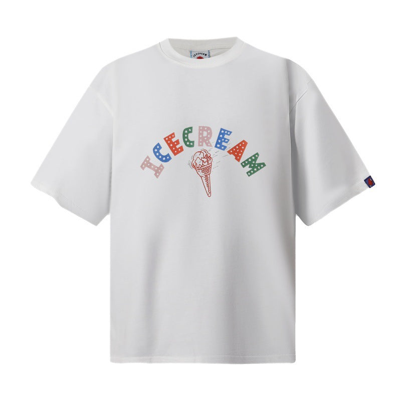Cross border beauty trend BBCicecaream new printed casual versatile pure cotton high-quality short sleeved t-shirt (17)