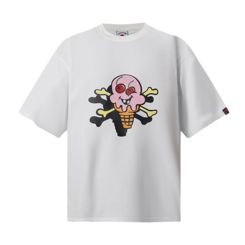 Cross border beauty trend BBCicecaream new printed casual versatile pure cotton high-quality short sleeved t-shirt (20)