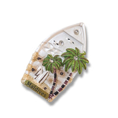 🇲🇻 Maldives Palm Tree Surfboard 3D Magnet