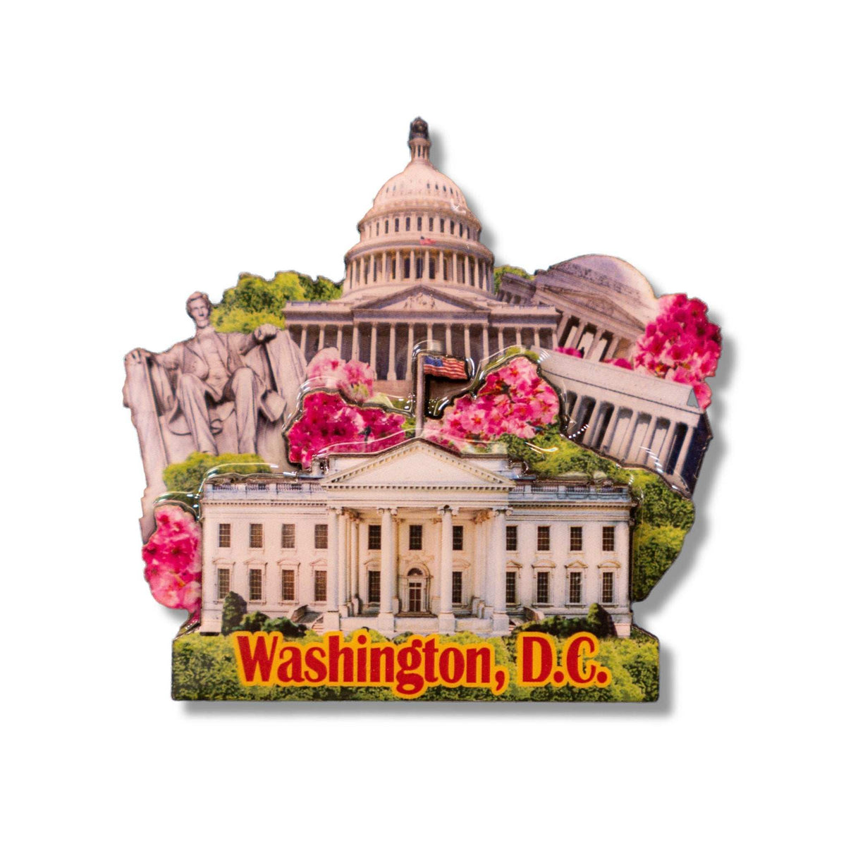 🇺🇸 USA Washington D.C. Landmarks Wood Magnet