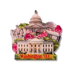 🇺🇸 USA Washington D.C. Landmarks Wood Magnet