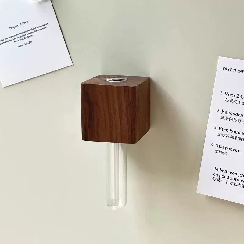 Wooden Test Tube Vase Fridge Magnet Sticker